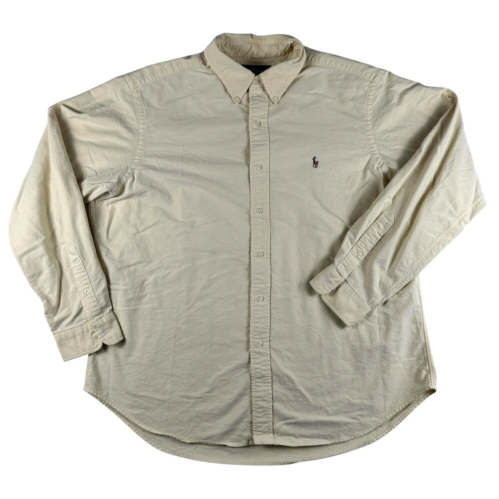 Ralph Lauren Shirt Mens XL Solid Long Sleeve Button Down Classic Fit Flesh Pony